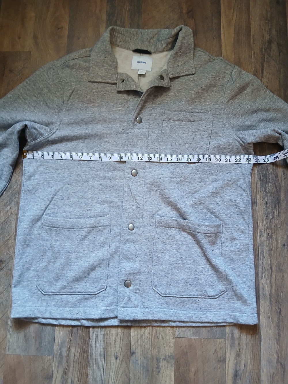 Old Navy Light Heather Gray Snap-Front Knit Shirt Jacket